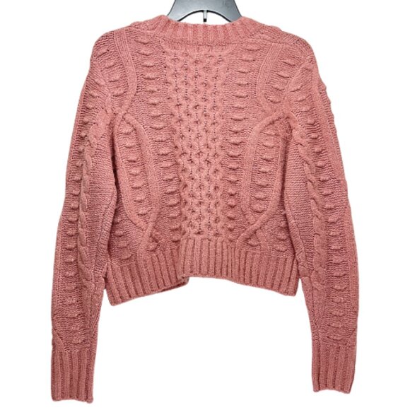Anthropologie Self Contrast NWT Small Cable Knit Cropped Sweater Blush Pink - Picture 4 of 10